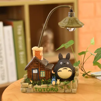 Totoro Rășină Noapte Corpuri de iluminat pentru Copii Cameră Dormitor Noptieră Lampa de Noapte Lămpi cu LED-uri Lumini de Decor Studiu Astru Lampa