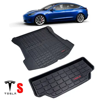 TPO Portbagaj Covorase pentru Tesla Model s de Linie de Marfă de Marfă din Spate Tava Negru Material Protector de Vreme 2013-2020 Covor