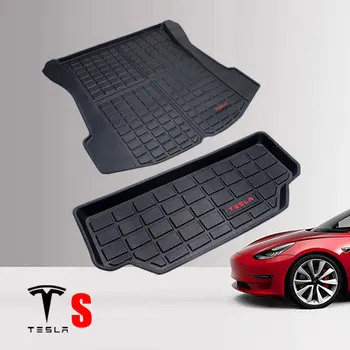 TPO Portbagaj Covorase pentru Tesla Model s de Linie de Marfă de Marfă din Spate Tava Negru Material Protector de Vreme 2013-2020 Covor