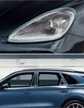 TPU Faruri Masina de Protecție a Rezista Film B-Pilon C-Pilon Autocolant Transparent pentru Porsche Cayenne, Panamera Macan 718