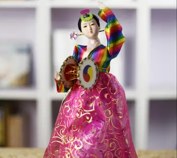 Tradițională coreeană Rășină Papusa 30CM Rafinat Hanbok Păpuși Pentru Decor Acasă Populară coreeană Papusa Statuetă de Păpuși Meșteșugurilor de Artă ZL234