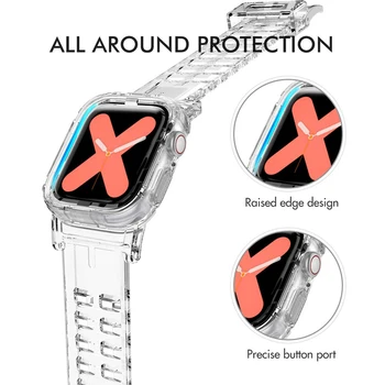 Transparent Sport Curea pentru Apple Watch band 42mm/44mm iWatch Seria 5 4 3 2 bratara de silicon watchband pentru apple watch 5/4/3/2