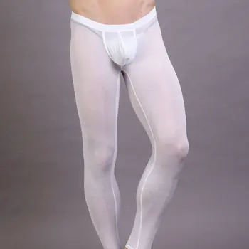 Transparente Sexy Bărbați Jambiere Pantaloni de Nailon de Fitness Penis Pantaloni Stretch Pantaloni Lungi Pantaloni Lenjerie intima