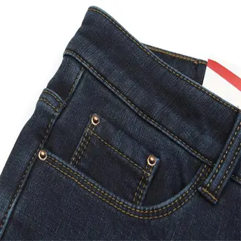 Transport Gratuit 2020 De Înaltă Calitate Pentru Bărbați De Iarnă Worm Lână Albastru Boot Cut Jeans Business Casual Pantaloni Flare Mijlocul Talie Pantaloni De Catifea