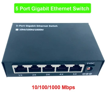 Transport gratuit 5 Porturi 10/100/1000Mbps Gigabit Ethernet caz de metal 5V suport pentru Ethernet Hub camera IP