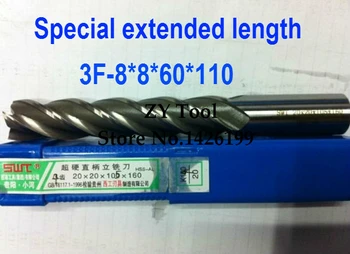 Transport gratuit 5pcs 8mm 3 Flaut HSS & Speciale extins lungime de Aluminiu frezei CNC Cutter Bit masini de Frezat scule aschietoare