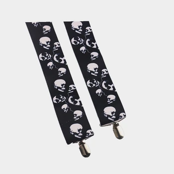 Transport gratuit cu lățimea de 5 cm Bretele Barbati Negre Y 4 Clipuri de Halloween Craniu Grele Bretele Bretele