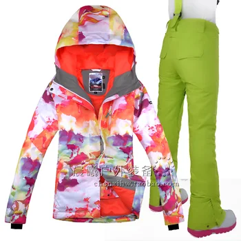 Transport Gratuit Gsou Zăpadă Femei Costum De Schi Vânt Impermeabil Sport În Aer Liber Purta Îngroșa Termică Snowboard Schi Jacheta+Pantaloni Seturi