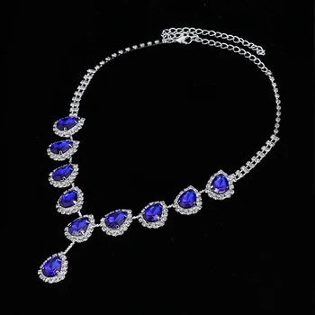 TREAZY Albastru Regal Nunta de Cristal, Seturi de Bijuterii pentru Femei de Lacrimi Colier Cercei de Mireasa Seturi de Bijuterii 2019 Rochie Accesorii