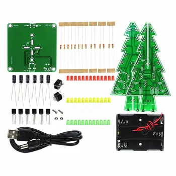 Trei-Dimensional Pomul de Crăciun 3D LED DIY Kit Roșu/Verde/Galben LED Flash Circuit diy set electronic Electronic Distractiv Suite