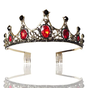 Trendy Nunta Coroana Regală De Mireasa Tiara Reginei Mireasa Coroana Concurs Rosu Verde Roz Bentiță De Păr Printesa Bijuterii Ornament