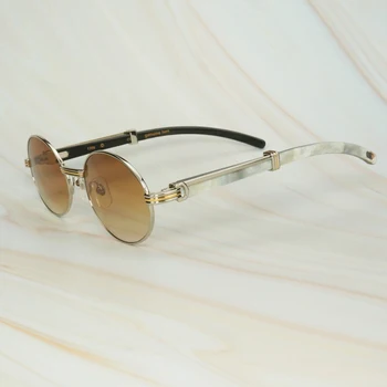 Trendy Oval Corn de Bivol ochelari de Soare Carter de Lux pentru Bărbați Ochelari de Epocă Corn de Bivol Nuante Deco Ochelari de Soare Rame