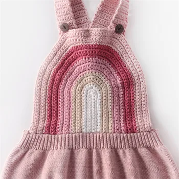 Tricotate Haine Pentru Copii Rainbow Fetita Salopetă Fără Mâneci Din Bumbac Nou-Născut Romper Baby Salopeta Băiat Romper Baby Girl Haine