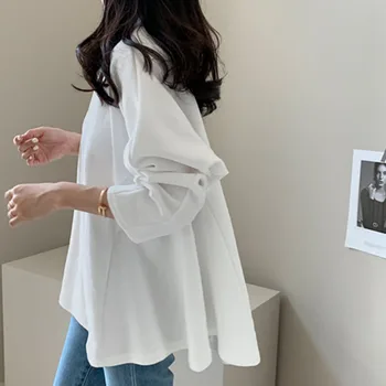 Tricou Casual, Simplu Femei Topuri Toamna Toamna Coreea Japonia Maneca Lunga Vrac Tee Birou Doamnă Munca tricouri Noua Moda 2021