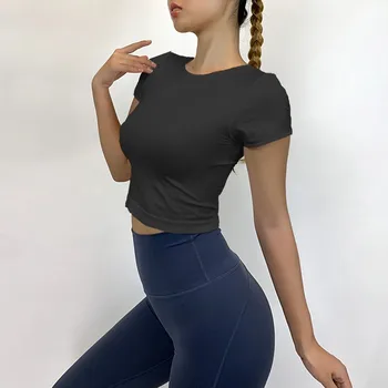 Tricou de sport Uscare Rapida Haine pentru Femei Maneci Scurte Strânse de Funcționare Sexy de Fitness de Top Yoga tricouri Respirabil Antrenament Confortabil
