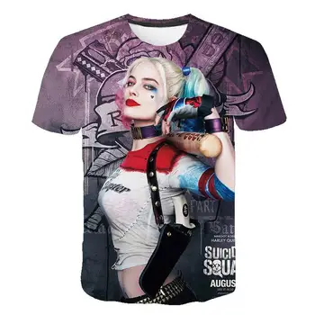 Tricou Suicide Squad Femei Barbati Harley Quinn Joker Tricouri Man 3D Tricou Rosu Negru cu Maneci Scurte Haine streetwear