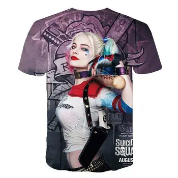 Tricou Suicide Squad Femei Barbati Harley Quinn Joker Tricouri Man 3D Tricou Rosu Negru cu Maneci Scurte Haine streetwear