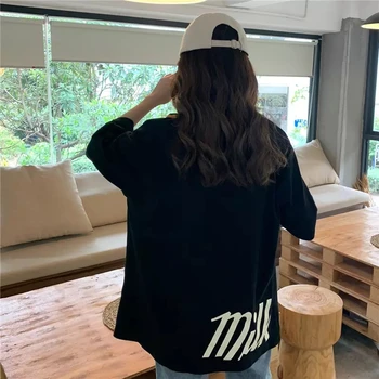 Tricouri Femei Harajuku Lapte Tipărite Kawaii BF Câteva Haine Unisex Pierde Vara Lunga Tee Top Femei Tricou Trendy Stil coreean