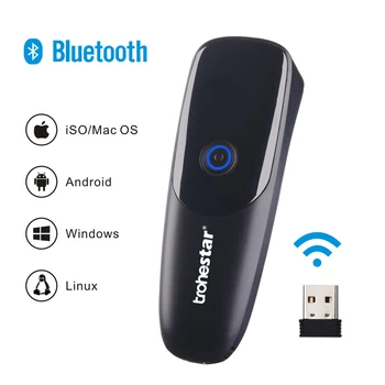 Trohestar Mini Bluetooth Scanner de coduri de Bare Compatibil cu 2.4 GHz Wireless Bluetooth Portabile, Cititor de Cod de Bare Scanere