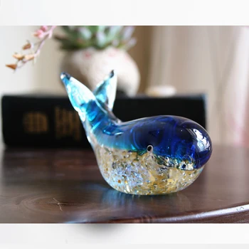 Tropical Albastru Pestisorul De Cristal De Sticlă, Sculptură, Artă Modernă Favoarea Sticlă Balena Cadou Opera De Arta Acasă Decor Glazura Figurine & In Miniatura