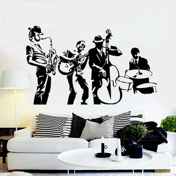 Trupa De Jazz Perete Decal Artei Muzicale Concert De Muzică Studio Decor Interior Vinil Fereastra Autocolante Creative Detașabil Bărbați Tapet E610