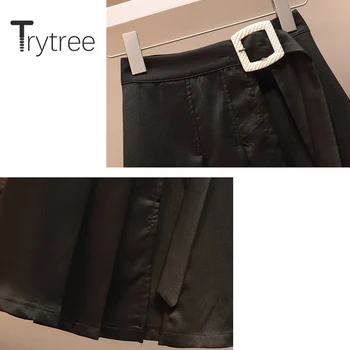 Trytree de Vară 2020 Femei din Două piese set Casual V-neck Singur Pieptul Solid Top + Fusta Mini Moda Negru Set 2 Piese Set