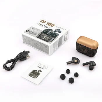 TS-100 TWS HiFi Wireless Bluetooth 5.0 Căști Microfon Mini-Căști Stereo Bass Anulare a Zgomotului de Sport rezistent la apa Cască
