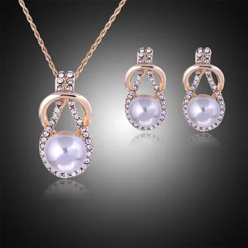 TSHOU107 femei pearl stras set colier cercei bijuterii de nunta set Cadou Link-ul Pentru Cumpărător