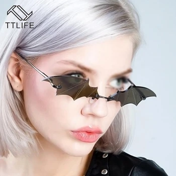 TTLIFE 2020 Nou Mic Ochi de Pisica ochelari de Soare pentru Femei Brand de Lux Nou fără ramă Punk Ochelari de Soare Bat Formă Unică de Ochelari de vedere Barbati UV400