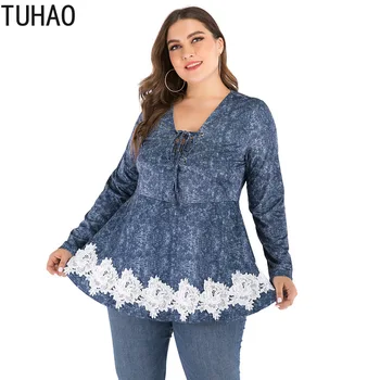 TUHAO 2020 Plus Dimensiune 4XL 5XL 3XL FEMEI Bluza Camasa de Mari Dimensiuni Topuri Casual de Primavara Haine Dantelă Femininas Blusas dimensiuni mari WM80