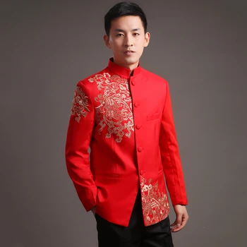 Tunică roșie barbati bluza din satin topuri tradițională chineză tunica costume pentru bărbați îmbrăcăminte pentru tang costum de tai chi costum oriental sus