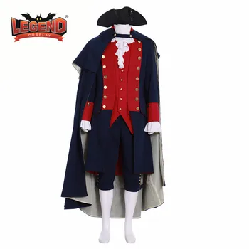 TURN: WASHINGTON SPIONII LUI cosplay costum părintele George Washington Colonial sacou albastru cosplay Costum costum cu mantie cape