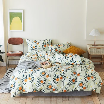 TUTUBIRD Vintage Frunze de imprimare set de lenjerie de pat din Bumbac scurt stil lenjerie de pat pastorală carpetă acopere lenjerie de pat king queen twin dimensiune