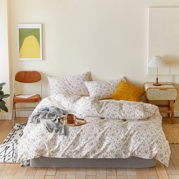 TUTUBIRD Vintage Frunze de imprimare set de lenjerie de pat din Bumbac scurt stil lenjerie de pat pastorală carpetă acopere lenjerie de pat king queen twin dimensiune