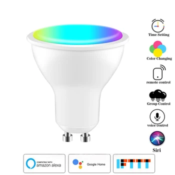 Tuya Inteligent WiFi 6W RGB+W GU10 GU5.3 E27 LED Bulb LAMPA de la Distanță de Control Vocal RGBCW Estompat LED Lumina de lucru cu Alexa Google IFTTT