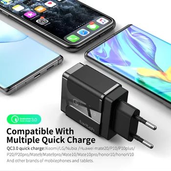 Twitch 18w Quick Charge 3.0 Dual USB Adaptor Încărcător UE NE-a UNIT de Călătorie Perete QC3.0 Rapid Încărcător de Telefon pentru iPhone, Samsung, Xiaomi