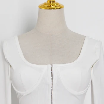 TWOTWINSTYLE Casual Slim Pulover Tricotat Femei O Gatului Maneca Lunga Tunica Backless Cardigane Pentru Femei Haine 2020 Moda Maree