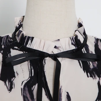 TWOTWINSTYLE Elegant Culoare Lovit Rochie Pentru Femei Gât O Lanternă Maneca Talie Mare Vintage Rochii de Moda de sex Feminin Haine Noi 2020