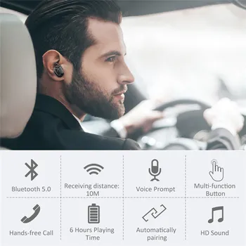 TWS Căști fără Fir 5.0 Adevărat Căștile Bluetooth rezistent la apa IPX5 Sport Casca 3D Sunet Stereo Căști Cu Încărcare Cutie