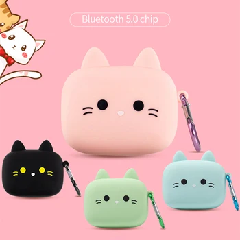 TWS Pisica Drăguț Căști fără Fir Bluetooth 5.0 Cască Macaron Căști Cu Microfon de Încărcare Cutie rezistent la apa Confortabile Căști