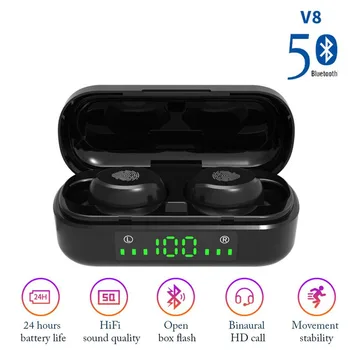 TWS setul cu Cască Bluetooth 5.0 Amprente Touch de Înaltă definiție de Reducere a Zgomotului de Sport Dopuri de urechi Mini HIFI Efect de Sunet Surround LED