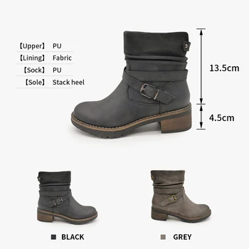 U-DUBLU Femei Cizme Glezna Fund Gros cu Fermoar Pantofi pentru Femeie Pantofi Cald Iarna Rece de Moda încălțăminte Marimea 36-41