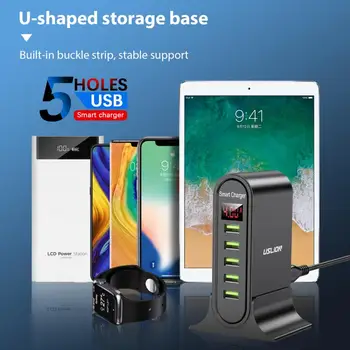 UE NE-a UNIT Plug 5 Porturi USB Încărcător Pentru Xiaomi LED Digital Display Multi USB, Stație de Încărcare Telefon Universal Desktop Perete