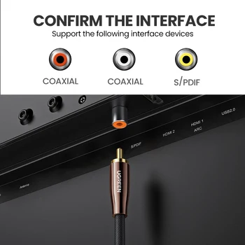 Ugreen HiFi 5.1 SPDIF RCA la RCA Male către Male Cablu Coaxial Cablu Audio Stereo de Nailon 3m 5m Cablu Video RCA pentru TV Amplificator de Casa
