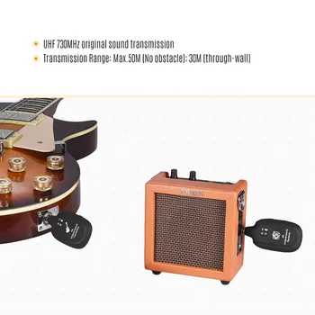 UHF Chitara Sistem fără Fir Transmițător Receptor wireless de chitara transmițător Built-in baterie Reîncărcabilă