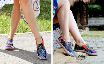 UIN Femei Mocasini Moda Floral Art Adidas Pictat Canvas Slip-On Doamnelor Pantofi de Confort de Călătorie