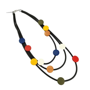 UKEBAY Noi Multicolore din Lemn Coliere Femei Cravată Colier Frânghie din Cauciuc Gotic Bijuterii Boho Haine Accesorii Pulover Lanțuri