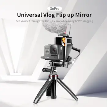 Ulanzi Flip Up Vlog Selfie Ecran Suport pentru Gopro 8 7 6 5 Vlog Oglindă Triplă Rece Pantof de Montare pentru Lumina LED-uri de Microfon