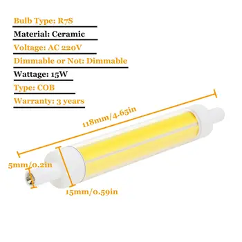 Ultra Luminos 15W R7S ȘTIULETE de LED Becuri Estompat 118mm Ceramice J118 Proiector Bec Înlocui 150W Lampa cu Halogen 220V 230V Alb