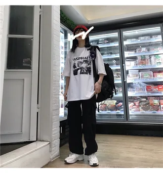 Ulzzang hip hop femei femei tricou top tricouri harajuku tricou de imprimare de Moda anilor ' 90 Oversize t-shirt streetwear Maneci scurte